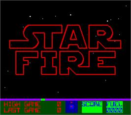 Title screen of Star Fire on the Arcade.