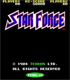 Title screen of Star Force on the Arcade.