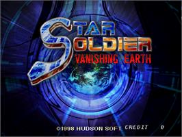 Title screen of Star Soldier: Vanishing Earth on the Arcade.