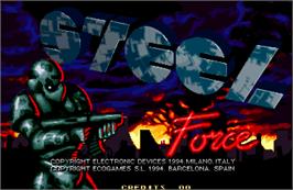 Title screen of Steel Force on the Arcade.