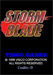 Title screen of Storm Blade on the Arcade.
