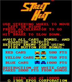 Title screen of Street Heat on the Arcade.