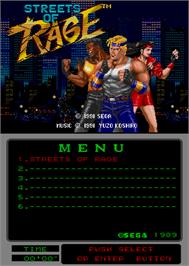 Title screen of Streets of Rage on the Arcade.