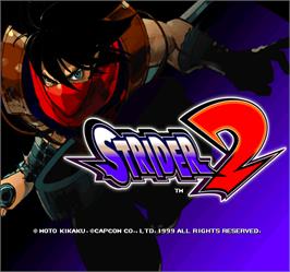 Title screen of Strider 2 on the Arcade.