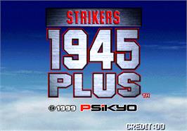 Title screen of Strikers 1945 Plus on the Arcade.