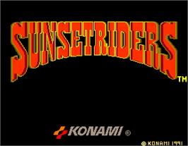 Title screen of Sunset Riders on the Arcade.