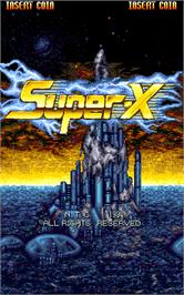Title screen of Super-X on the Arcade.