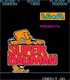 Title screen of Super Bagman on the Arcade.