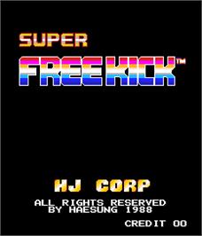 Title screen of Super Free Kick on the Arcade.