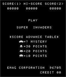 Title screen of Super Invaders on the Arcade.