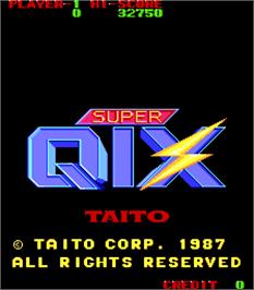 Title screen of Super Qix on the Arcade.