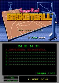 Title screen of Super Real Basketball on the Arcade.