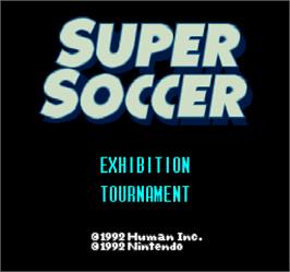 Title screen of Super Soccer on the Arcade.