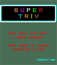 Title screen of Super Triv on the Arcade.