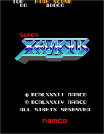 Title screen of Super Xevious on the Arcade.