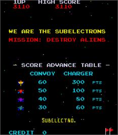 Title screen of Swarm on the Arcade.