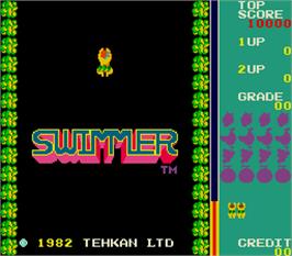 Title screen of Swimmer on the Arcade.