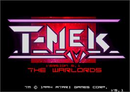 Title screen of T-MEK on the Arcade.