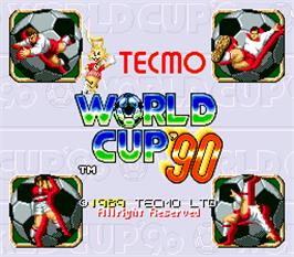 Title screen of Tecmo World Cup '90 on the Arcade.