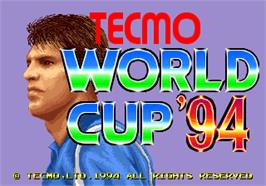 Title screen of Tecmo World Cup '94 on the Arcade.