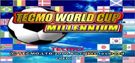 Title screen of Tecmo World Cup Millennium on the Arcade.