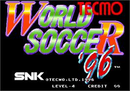 Title screen of Tecmo World Soccer '96 on the Arcade.
