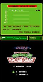 Title screen of Teenage Mutant Ninja Turtles II: The Arcade Game on the Arcade.