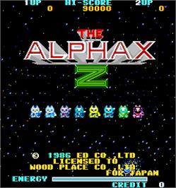 Title screen of The Alphax Z on the Arcade.