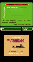 Title screen of The Goonies on the Arcade.