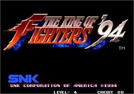 Title screen of The King of Fighters '94 on the Arcade.
