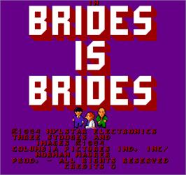Title screen of The Three Stooges In Brides Is Brides on the Arcade.