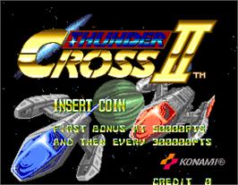 Title screen of Thunder Cross II on the Arcade.