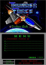 Title screen of Thunder Force II MD on the Arcade.