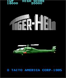 Title screen of Tiger Heli on the Arcade.