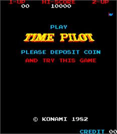 Title screen of Time Pilot on the Arcade.
