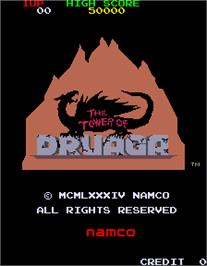 Title screen of Tower of Druaga on the Arcade.