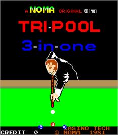 Title screen of Tri-Pool on the Arcade.