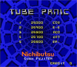 Title screen of Tube Panic on the Arcade.