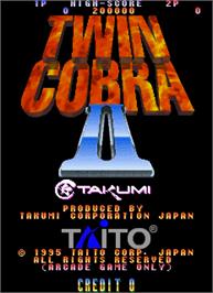 Title screen of Twin Cobra II on the Arcade.