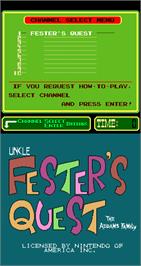 Title screen of Uncle Fester's Quest: The Addams Family on the Arcade.