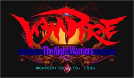 Title screen of Vampire: The Night Warriors on the Arcade.