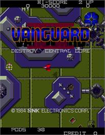 Title screen of Vanguard II on the Arcade.
