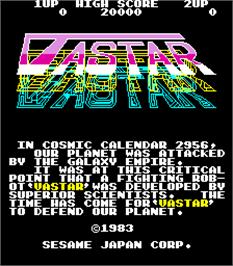 Title screen of Vastar on the Arcade.