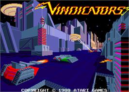 Title screen of Vindicators on the Arcade.