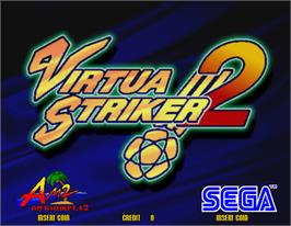 Title screen of Virtua Striker 2 on the Arcade.