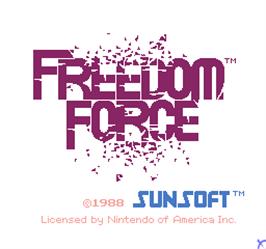 Title screen of Vs. Freedom Force on the Arcade.