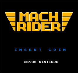 Title screen of Vs. Mach Rider on the Arcade.