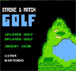 Title screen of Vs. Stroke & Match Golf on the Arcade.