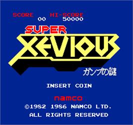Title screen of Vs. Super Xevious on the Arcade.