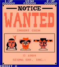 Title screen of Wanted on the Arcade.